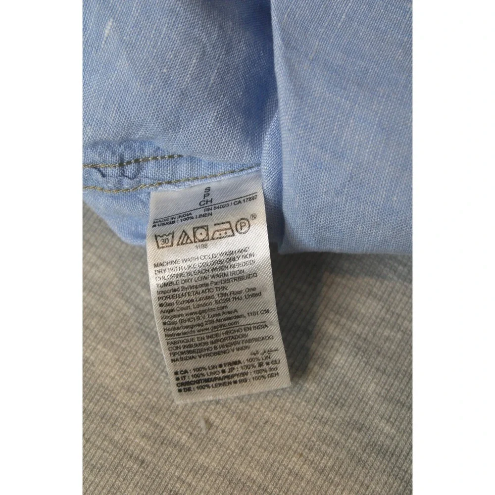 Banana Republic Slim Fit Linen Shirt Mens Small Light Blue Long Sleeve 804341